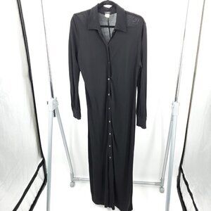 VTG J. Crew Button Down Long Sleeve Maxi Dress 12 Black